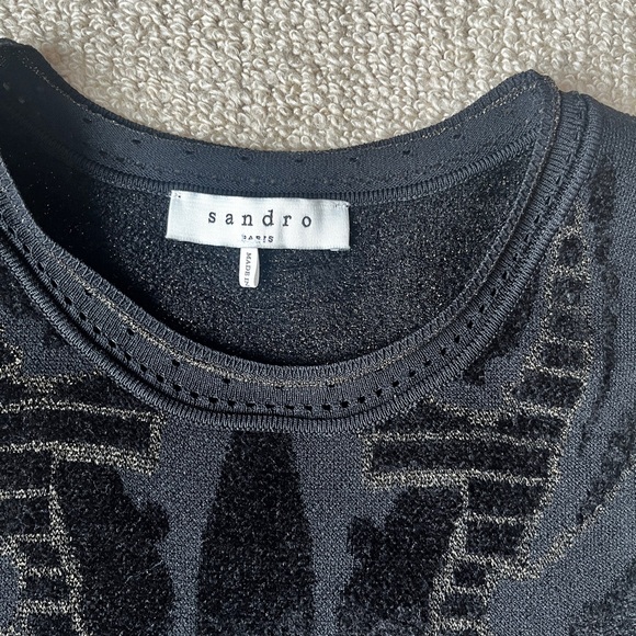 Sandro Black Textured Sleeveless Dress - Picture 4 of 10